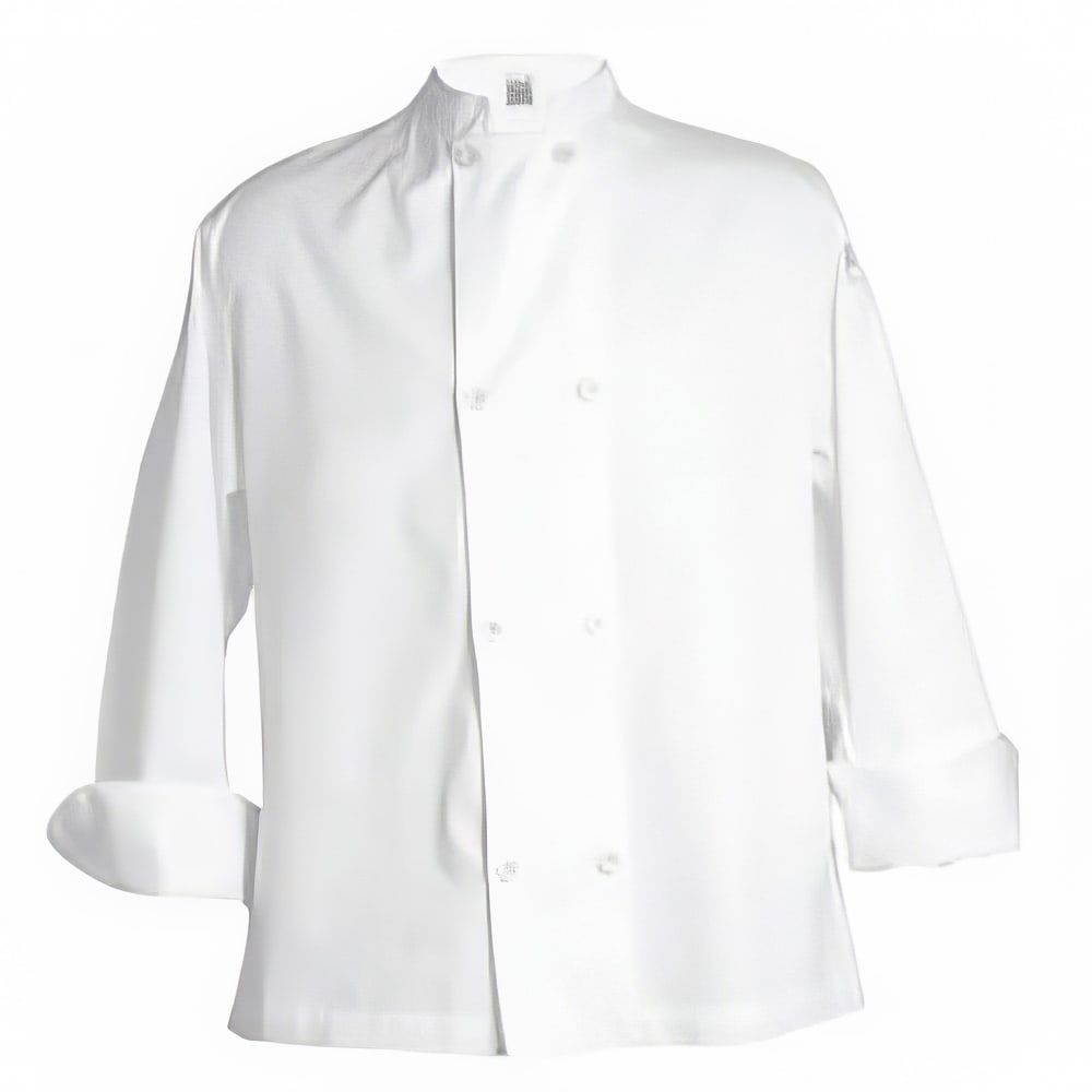 094-J0494X Unisex Knife and Steel® Long Sleeve Chef Jacket - 4X-Large, White, Poly-Cotton
