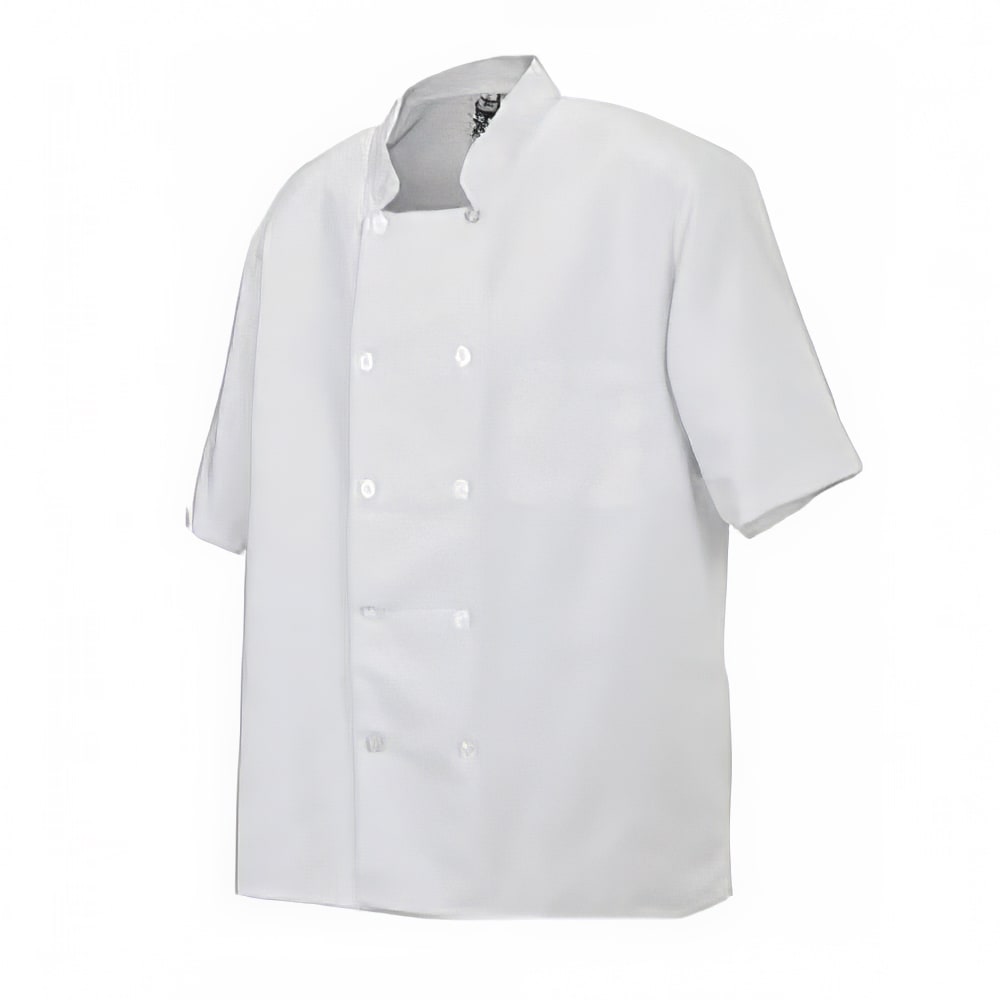 094-J1052X Twill Chef Coat, Double Breasted, Short Sleeve, White, 2X