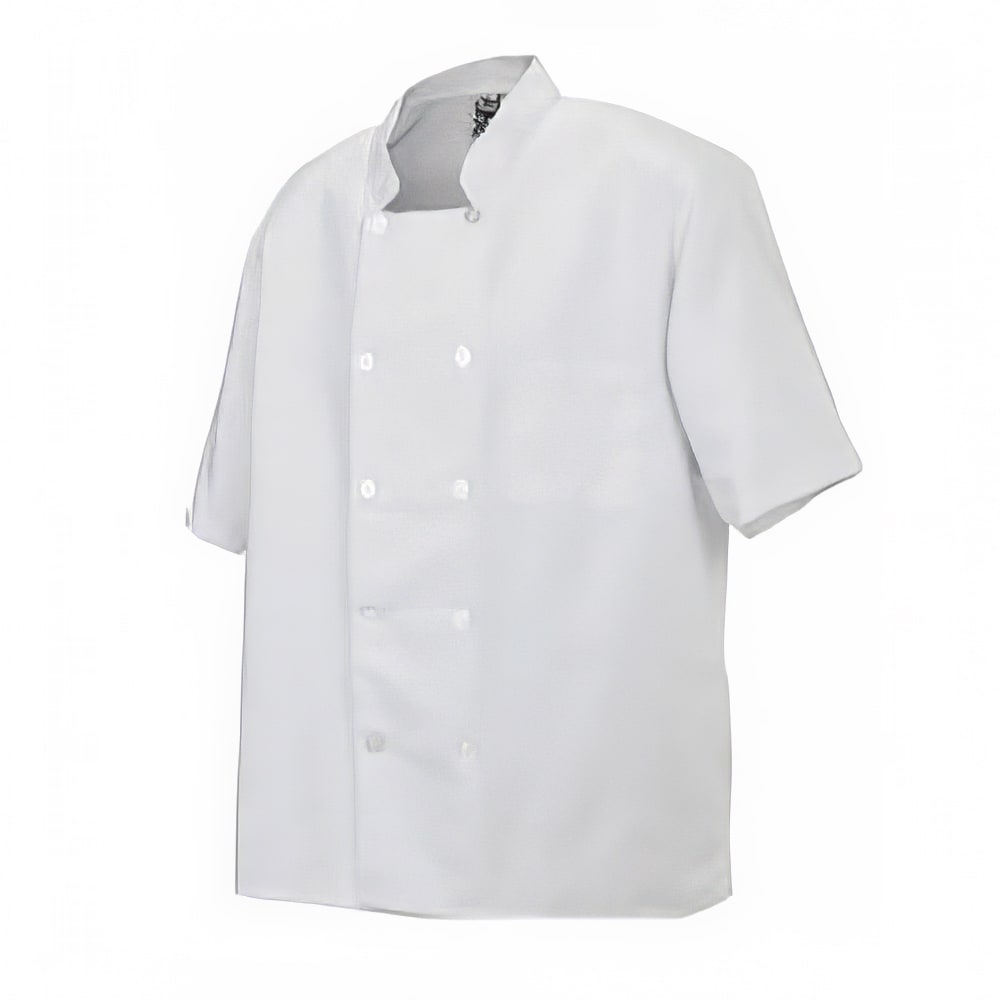 094-J105M Twill Chef Coat, Double Breasted, Short Sleeve, White, Medium
