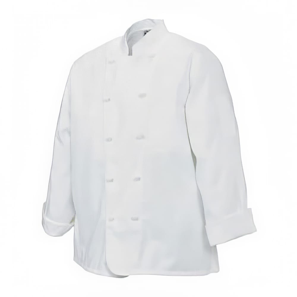 094-J0504X Unisex Knife and Steel® Long Sleeve Chef Jacket - 4X-Large, White, Poly-Cotton