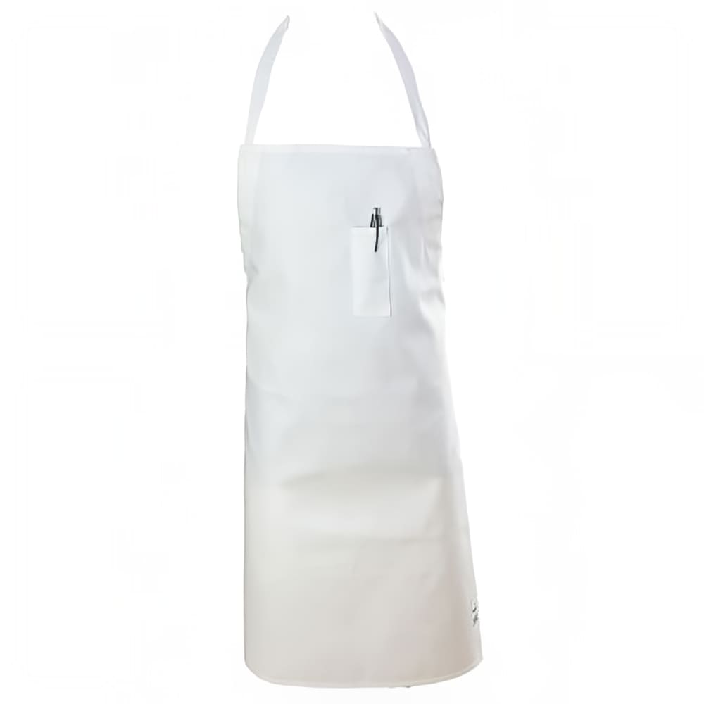 709-411BAWH Bib Apron - 34" x 29", Poly-Cotton, White
