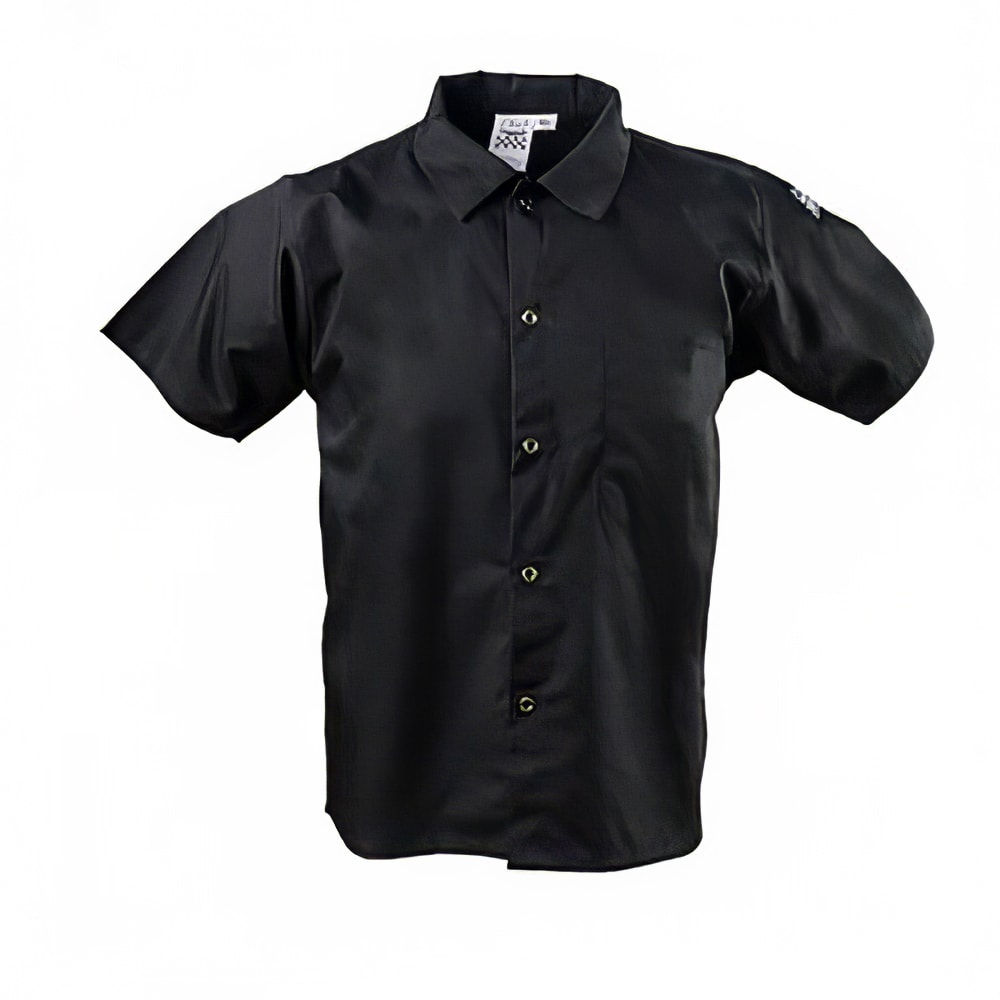709-CS006BK4X Unisex Short Sleeve Cook Shirt - 4X-Large, Black, Poly-Cotton