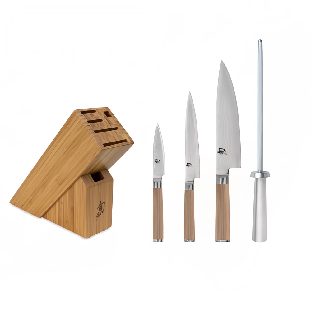 194-DMS0540W 5 Piece Knife Set w/ Slimline Bamboo Block