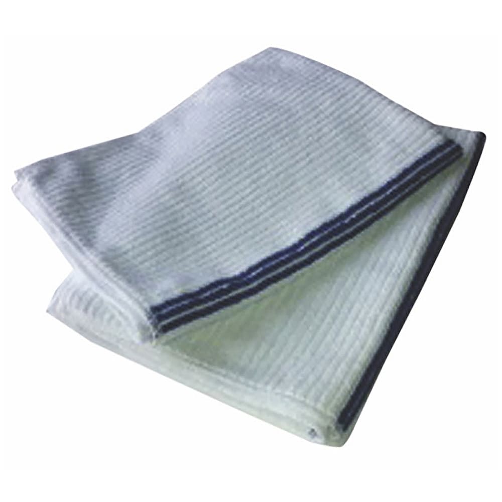 867-MFBM1418WH Ribbed Bar Towel - 14" x 18", White w/ Blue Stripe