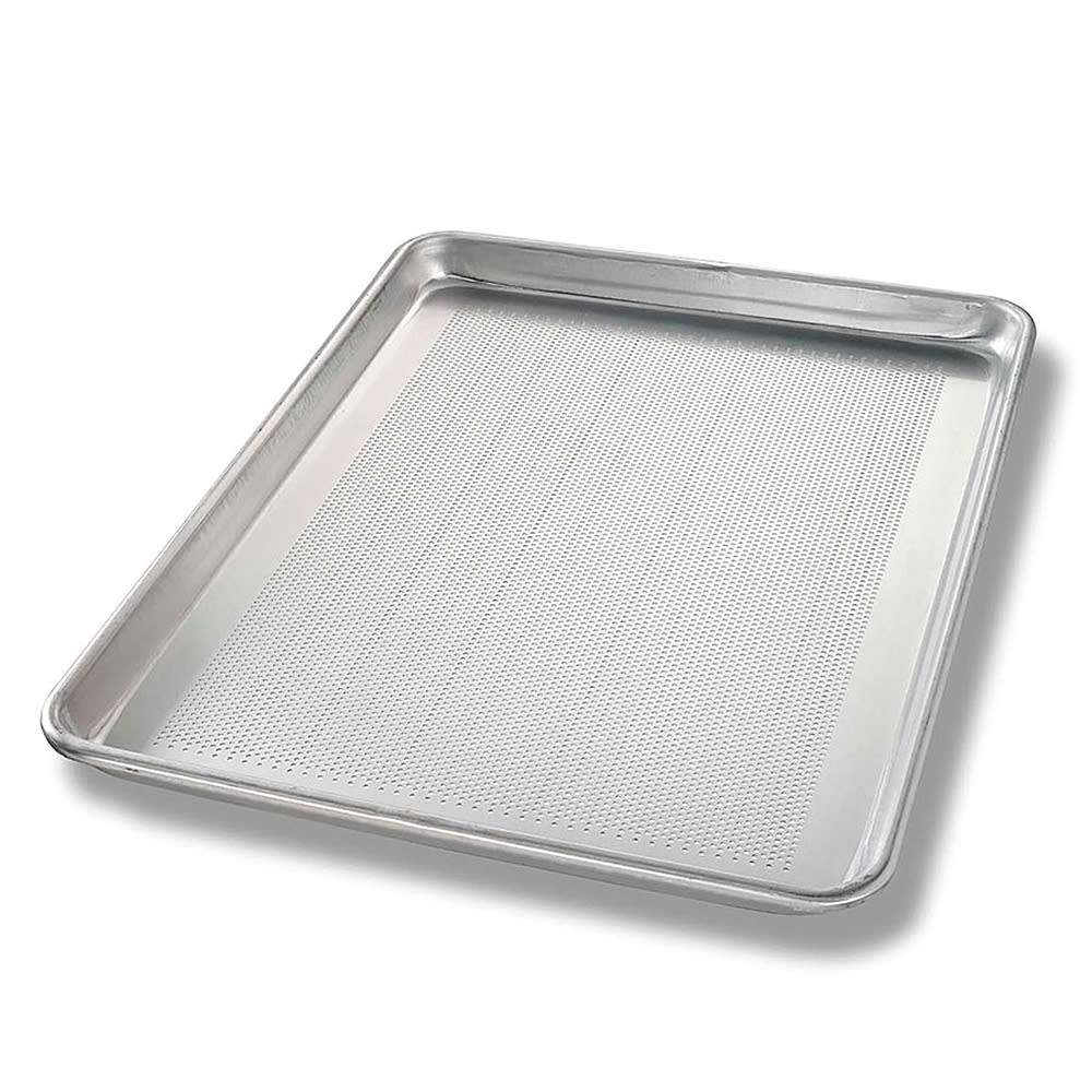 225-40857 1/2 Half Size Bun / Sheet Pan - 18" x 13" x 1", 18 gauge Aluminum, Perfo...
