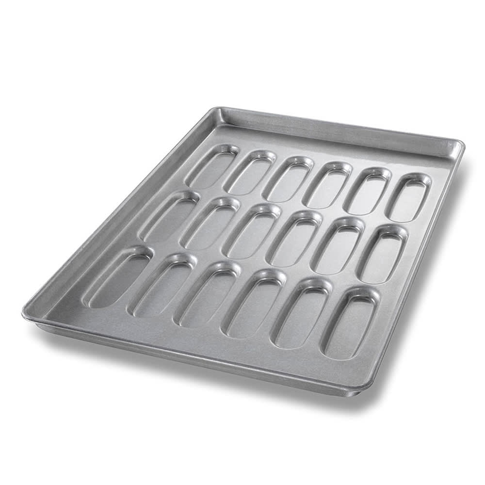 225-42435 Hot Dog Bun Pan, Makes (18) 6" x 1 2/32" Buns, AMERICOAT Glazed 22 ga Alumini...