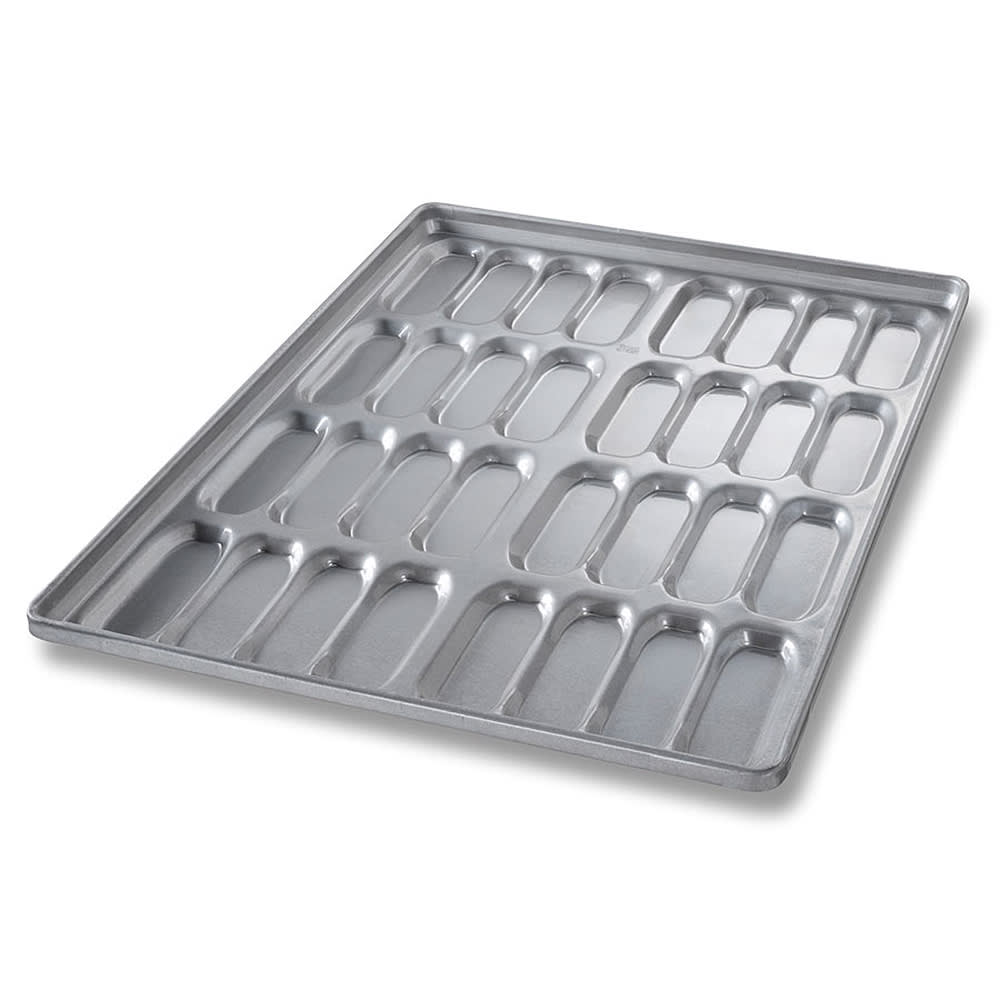 225-42465 Cluster Hot Dog Bun Pan, Makes (32) 5 3/5" x 2 4/25" Buns, AMERICOAT Glazed 2...