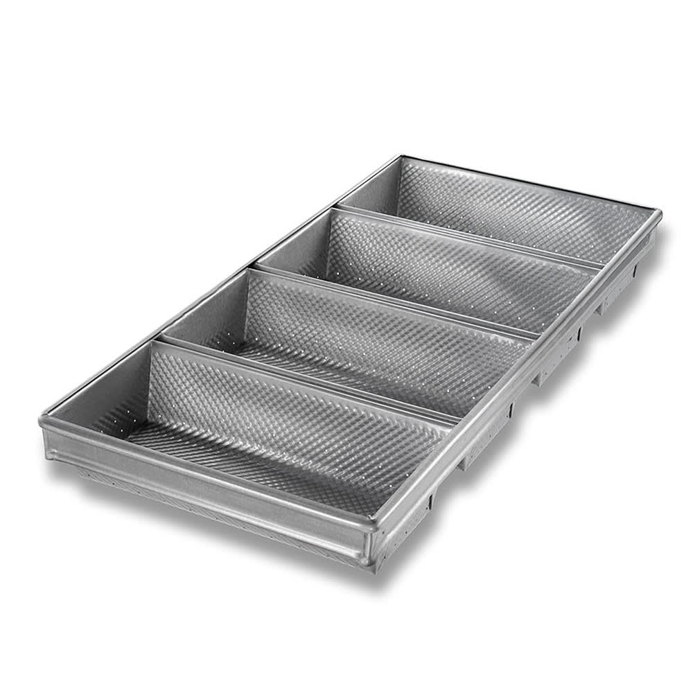 225-41145 Hearth Bread Pan Set, (4) 11 1/2 6 x 5 3/4 x 2 3/4" Loaves, AMERICOAT Glazed 22 ga...