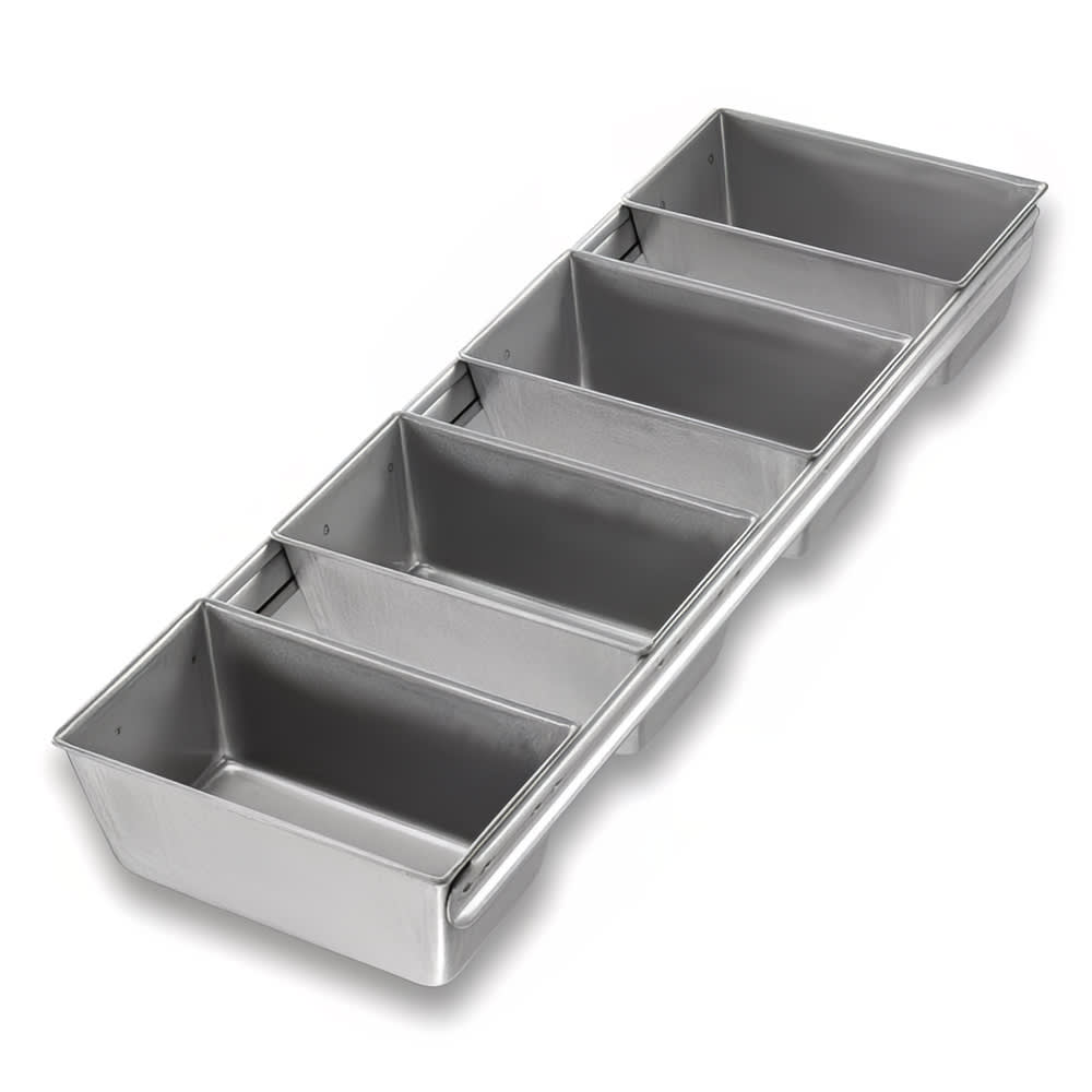 225-44145 Bread Pan Set, Holds (4) 5 3/5" x 3 1/10" Pans, AMERICOAT Glazed 26 ga Alumin...