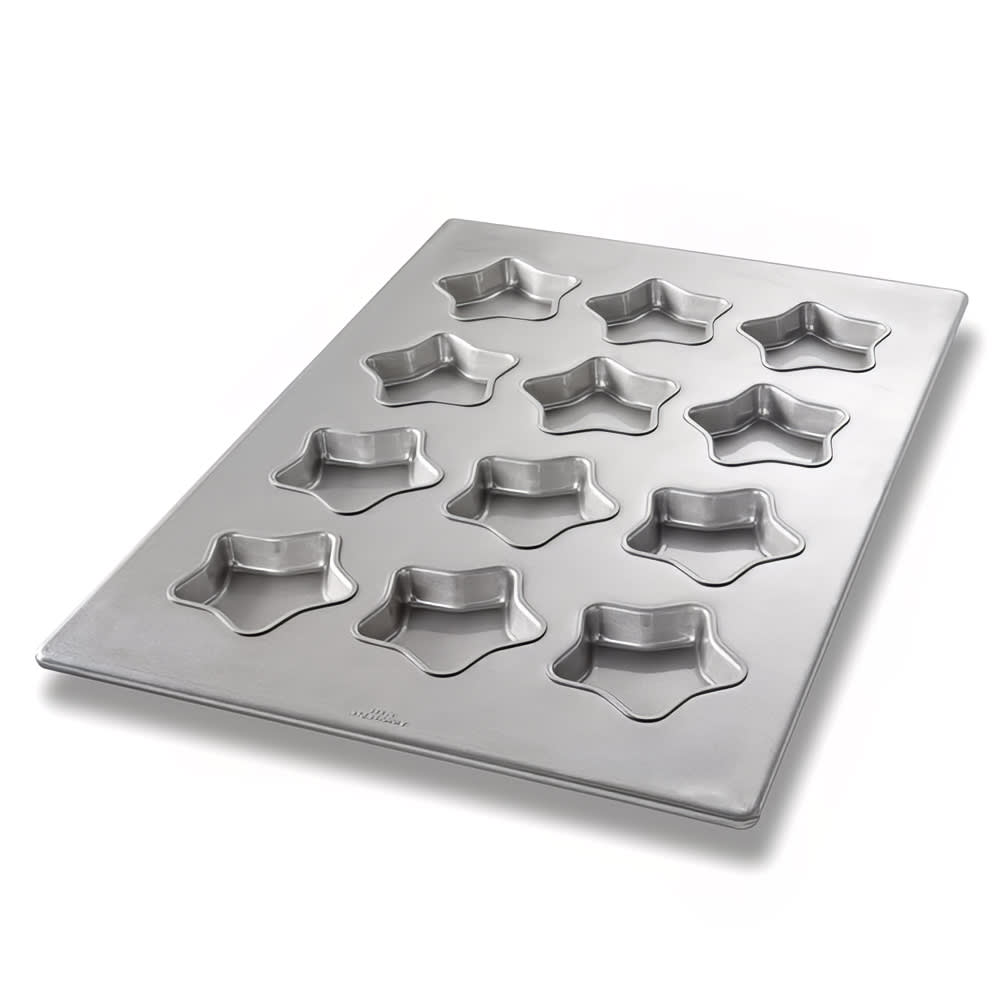 225-43045 Mini Star Cake Pan, Makes (12) 4 1/2" Cakes, AMERICOAT Glazed 22 ga Aluminized Ste...