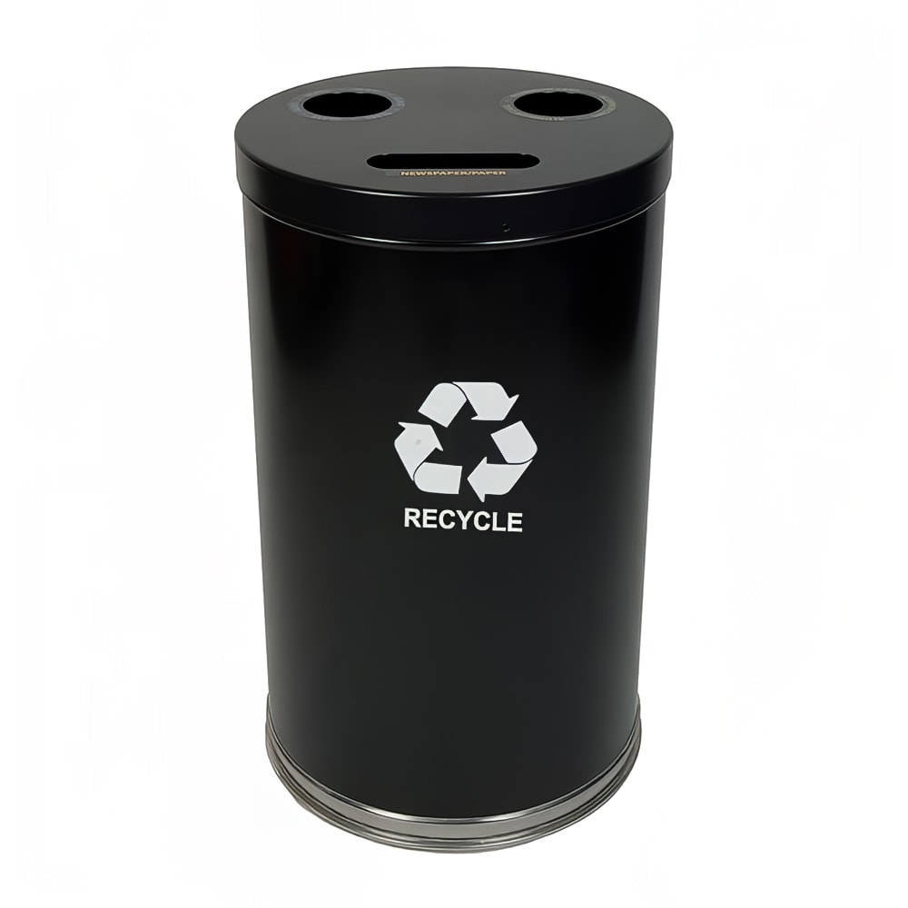 125-18RTBK 33 gal Multiple Materials Recycle Bin - Indoor, Multiple Sections, Decorative