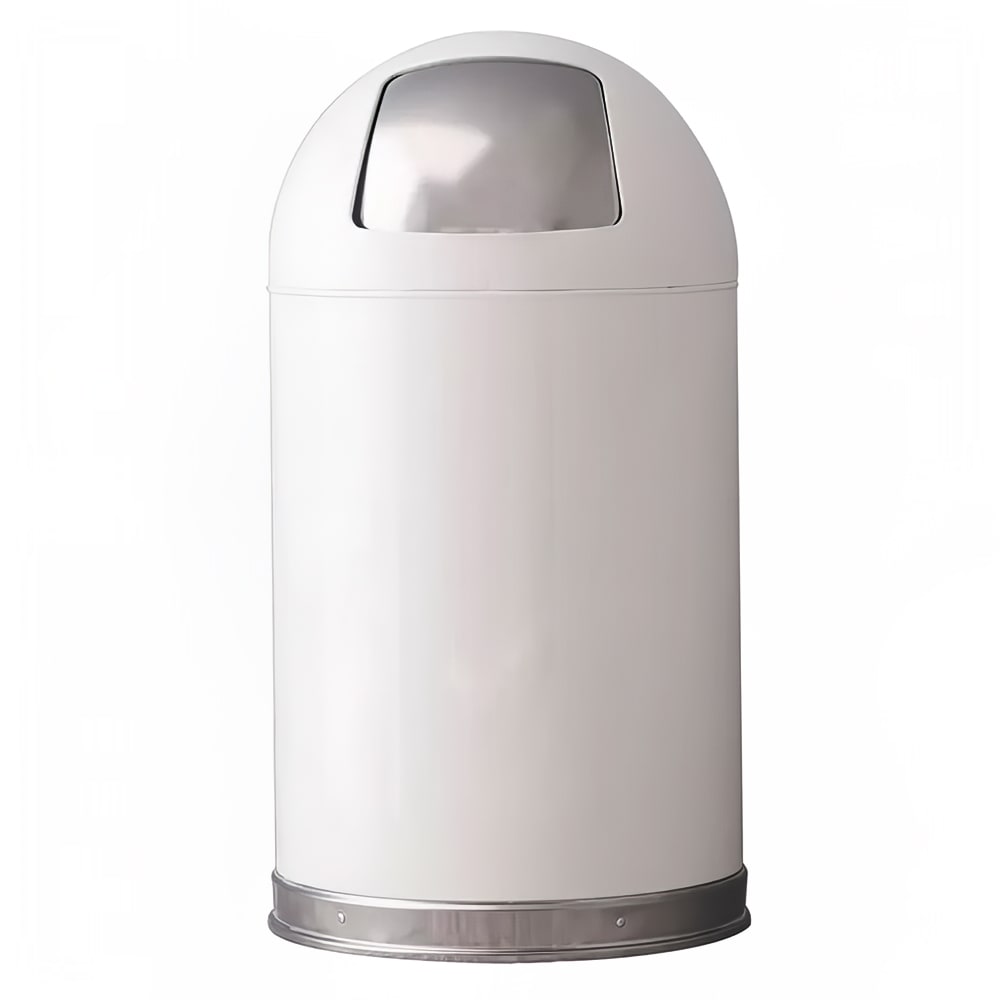 Witt 12DTWH 12 gal Indoor Decorative Trash Can - Metal, White