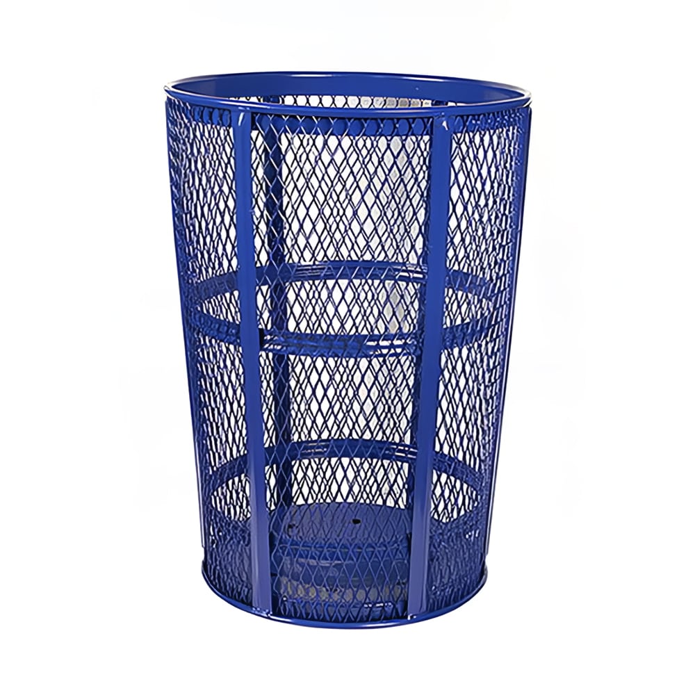 Witt EXP-52BL 48 Gallon Outdoor Trash Can w/ See Through Mesh, Blue Finish
