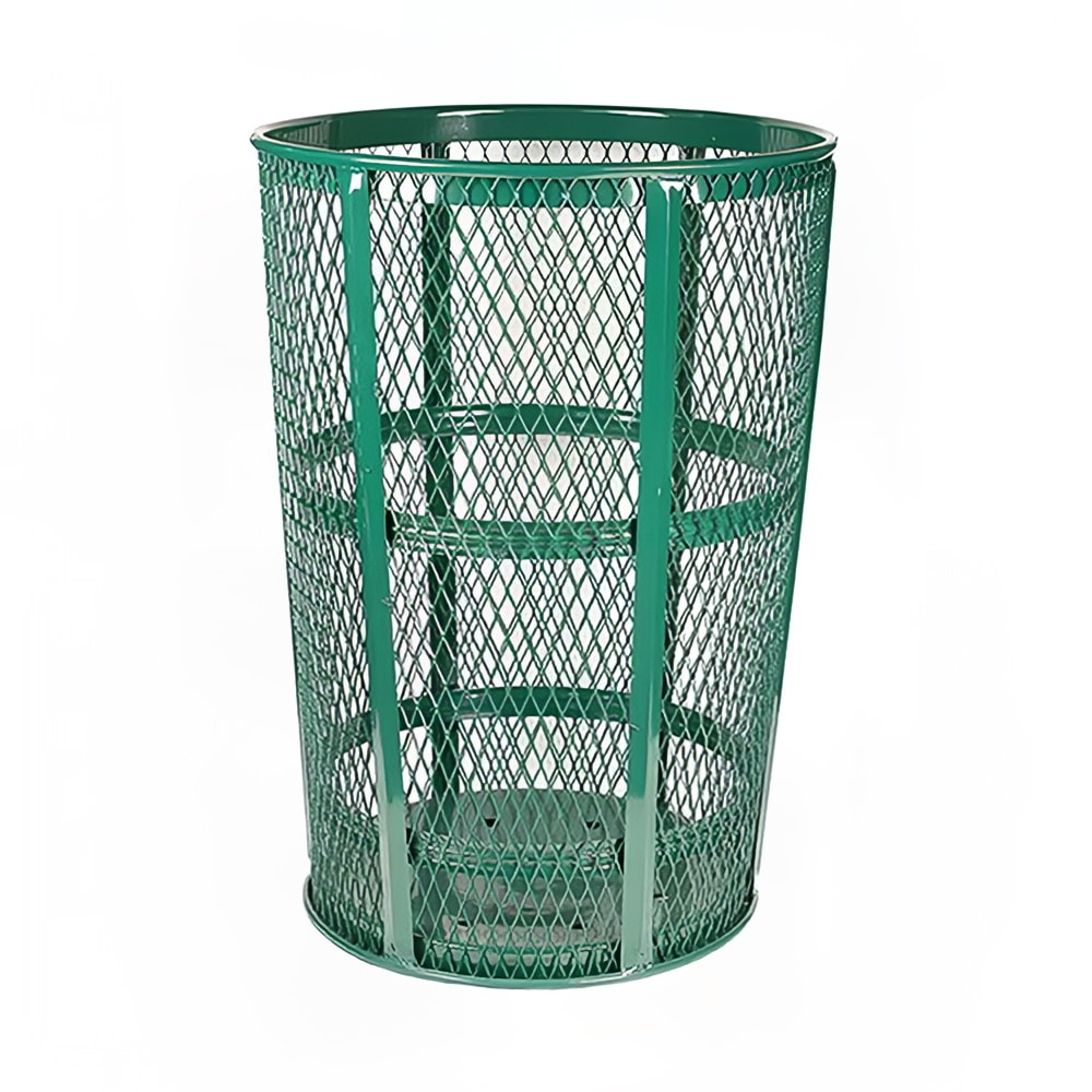 125-EXP52GN 48 Gallon Outdoor Trash Can w/ See Through Mesh, Green Finish