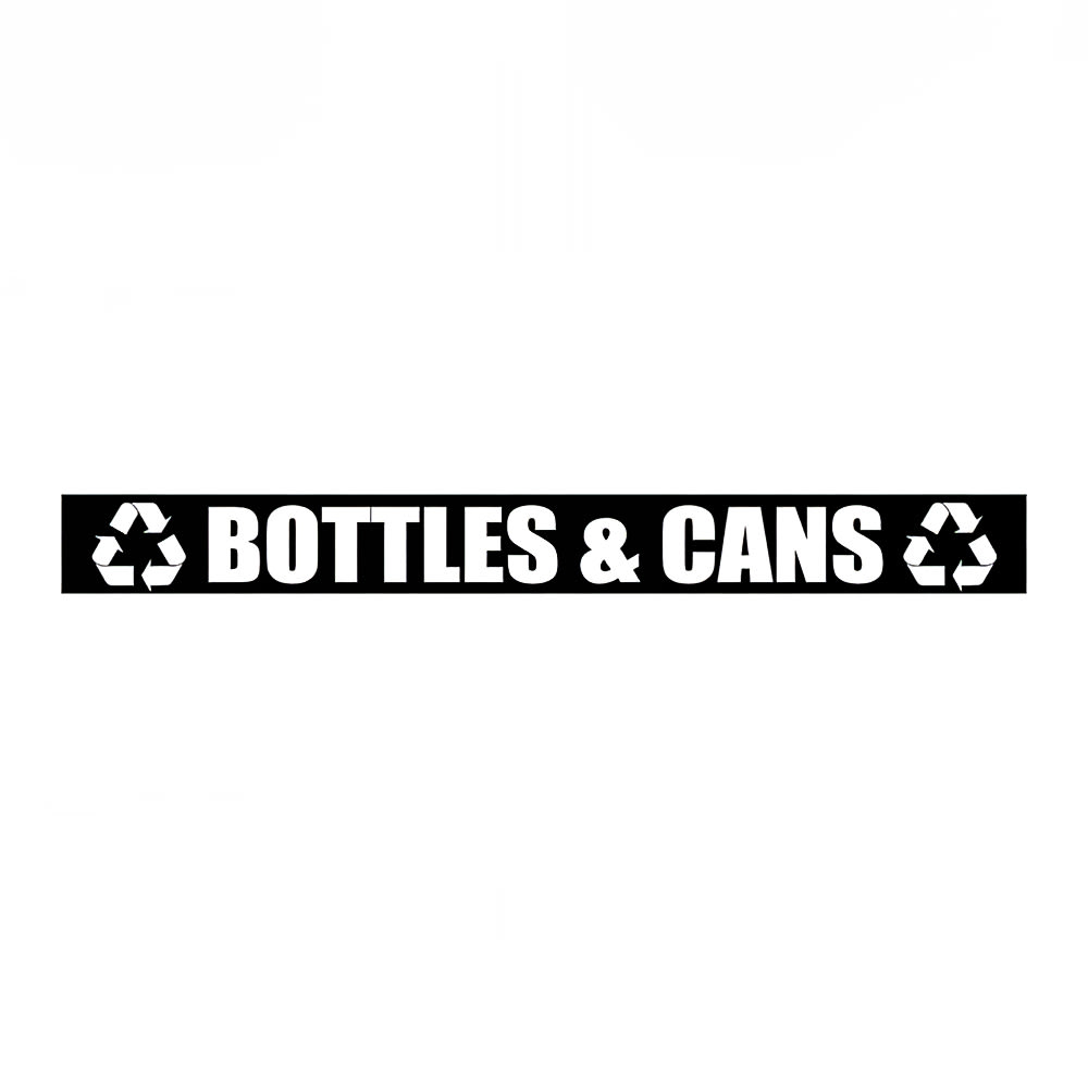 125-LABEL16 Recycle Logo Decal For Outdoor Containers - "Bottles & Cans", English
