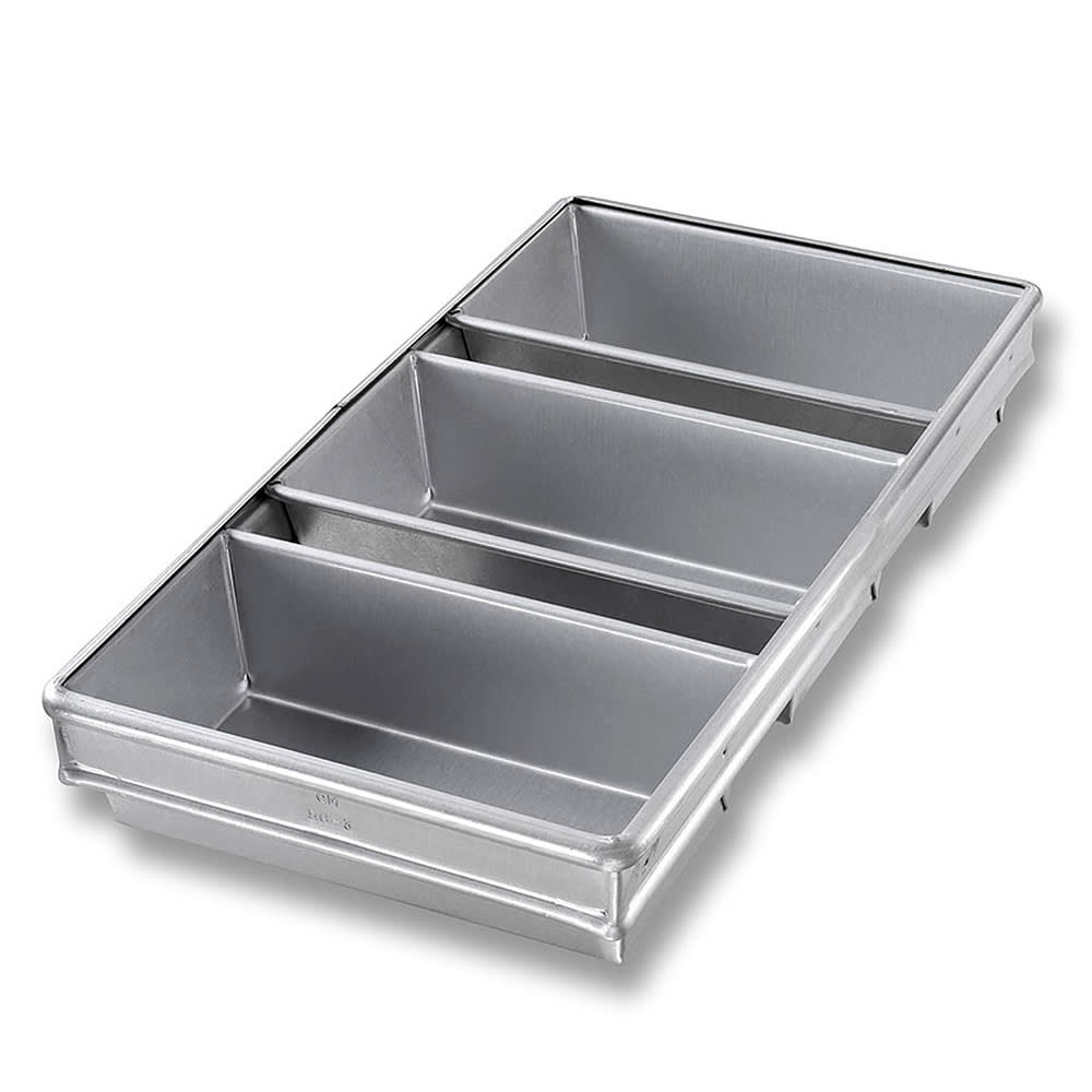 225-45635 Bread Pan Set, Holds (3) 9" x 4 1/2" Pans, AMERICOAT Glazed 26 ga Aluminized...