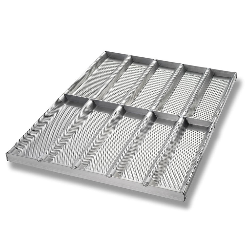 225-49015 Sub Sandwich Roll Pan, Makes (10) 12 1/2" x 3" Full Rolls, AMERICOAT Glazed 1...
