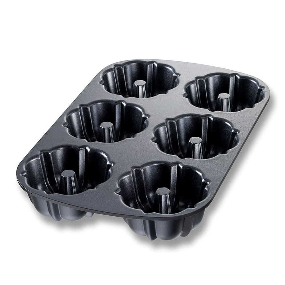 225-50624 Bundt-lette Pan, Makes (6) 4" Cakes, Non-Stick, 10 ga. Cast Aluminum
