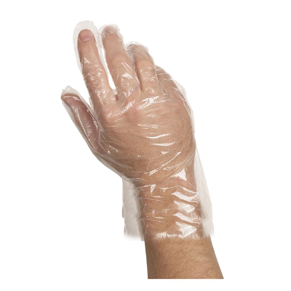417-436939 Valugards Disposable Poly Gloves - Powder Free, Clear, Large