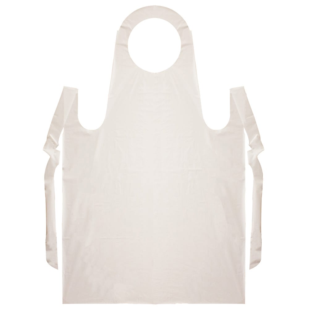 417-439377 Neatgards Disposable Embossed Poly Apron - 28" x 46", White