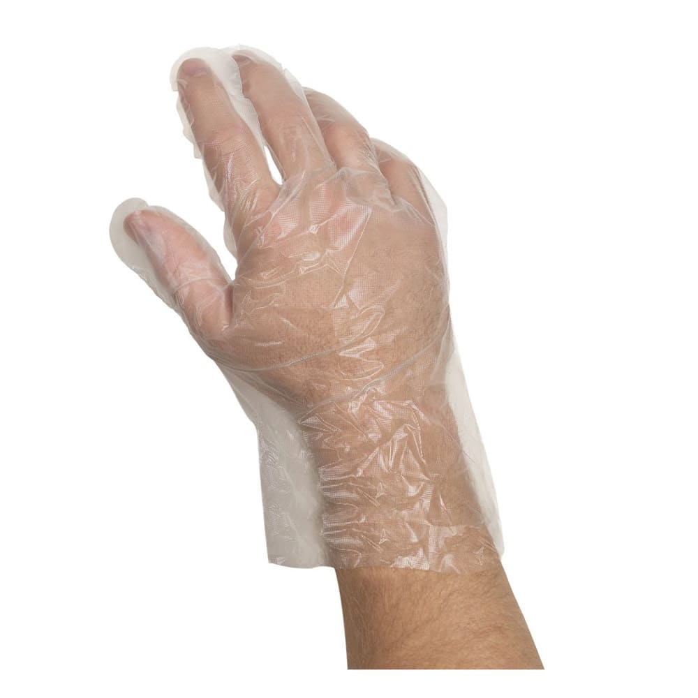 417-439560 Poly Foodservice Disposable Gloves - Powder Free, Clear, Medium