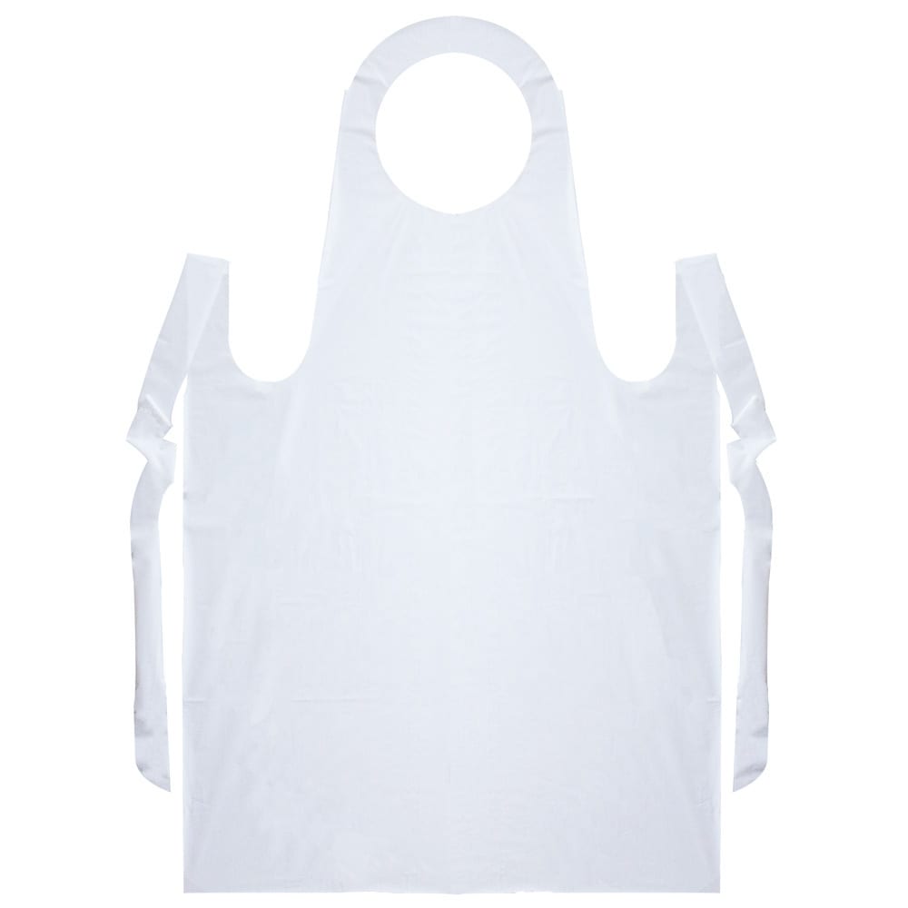 417-437315 Neatgards Disposable Poly Apron - 28" x 46", White