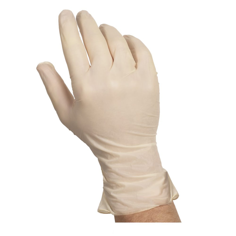 417-488679 Valugards General Purpose Latex Gloves - Powder Free, Ivory, Medium