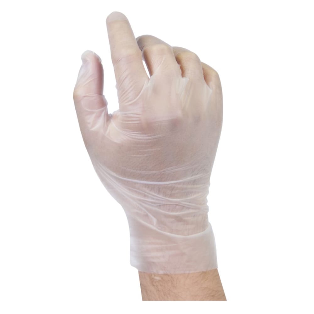 417-565857 Poly General Purpose Disposable Gloves - Powder Free, Clear, Large