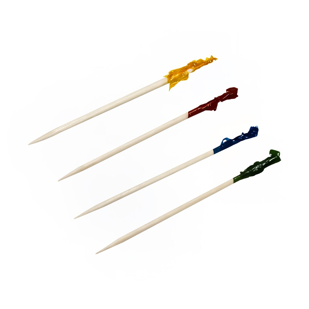 417-595807 4" Wood Frill Picks, Assorted Colors