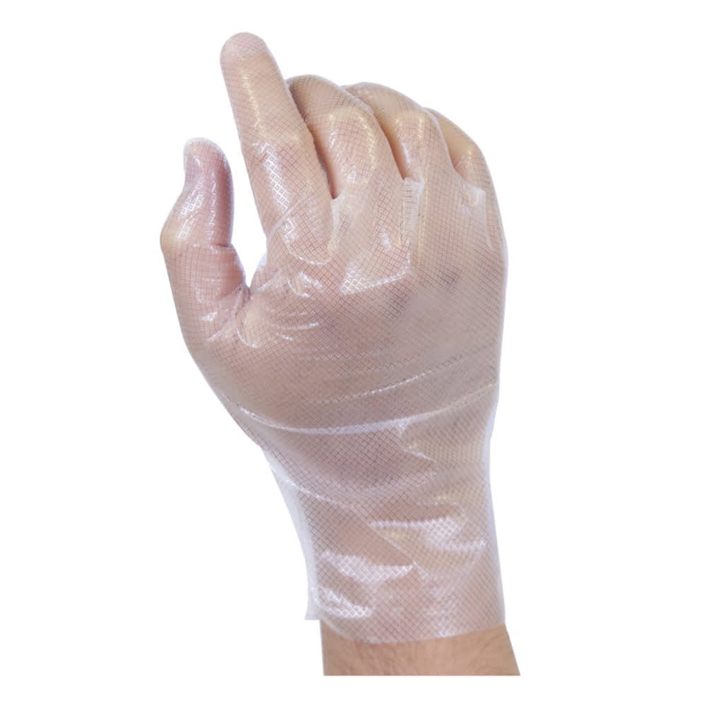 417-674389 Gripgards Disposable Polyethylene Hybrid Gloves - Powder Free, Clear, X-Large