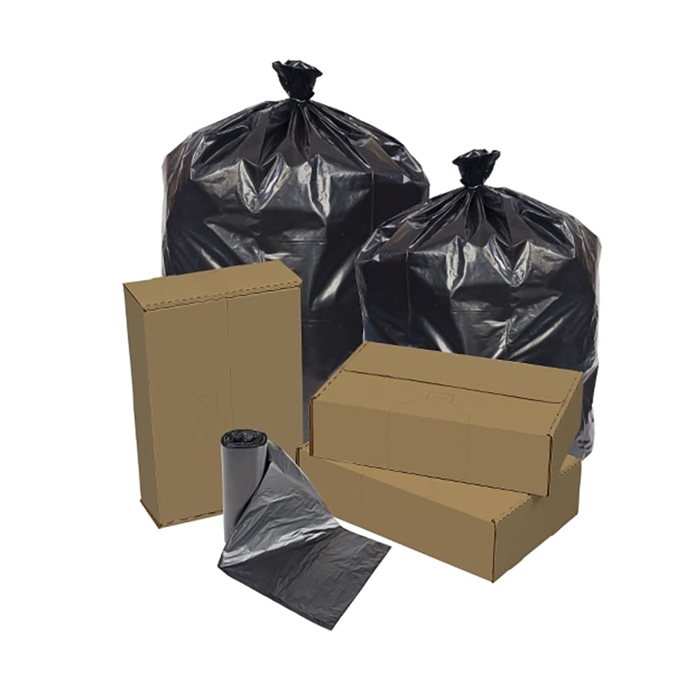 Pitt Plastics EC333912K 33 gal EcoStrong Trash Can Liner Bags - 39"L x 33"W, LDPE, Black