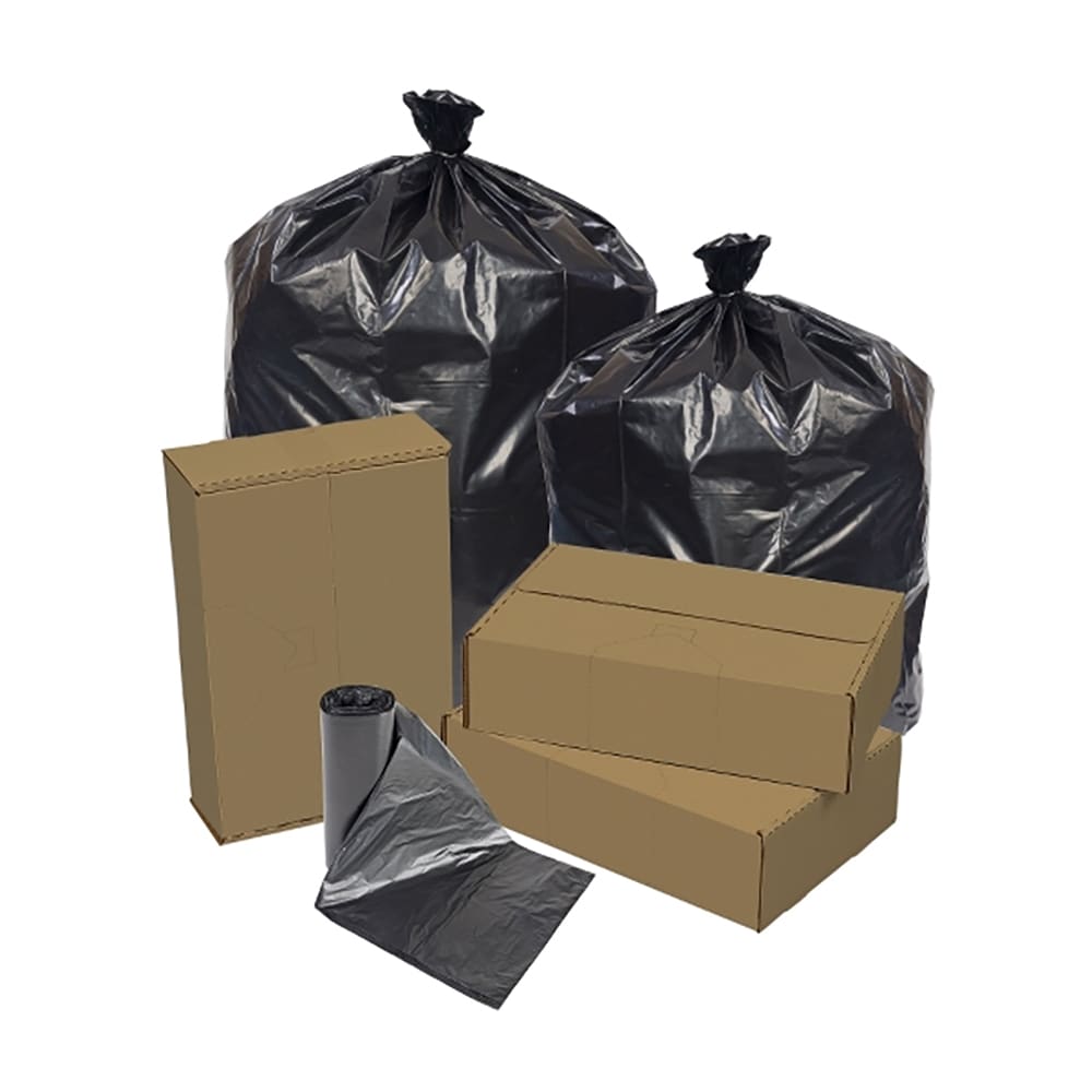 Pitt Plastics EC404615K 40 - 45 gal EcoStrong Trash Can Liner Bags - 46"L x 40"W, LDPE, Black