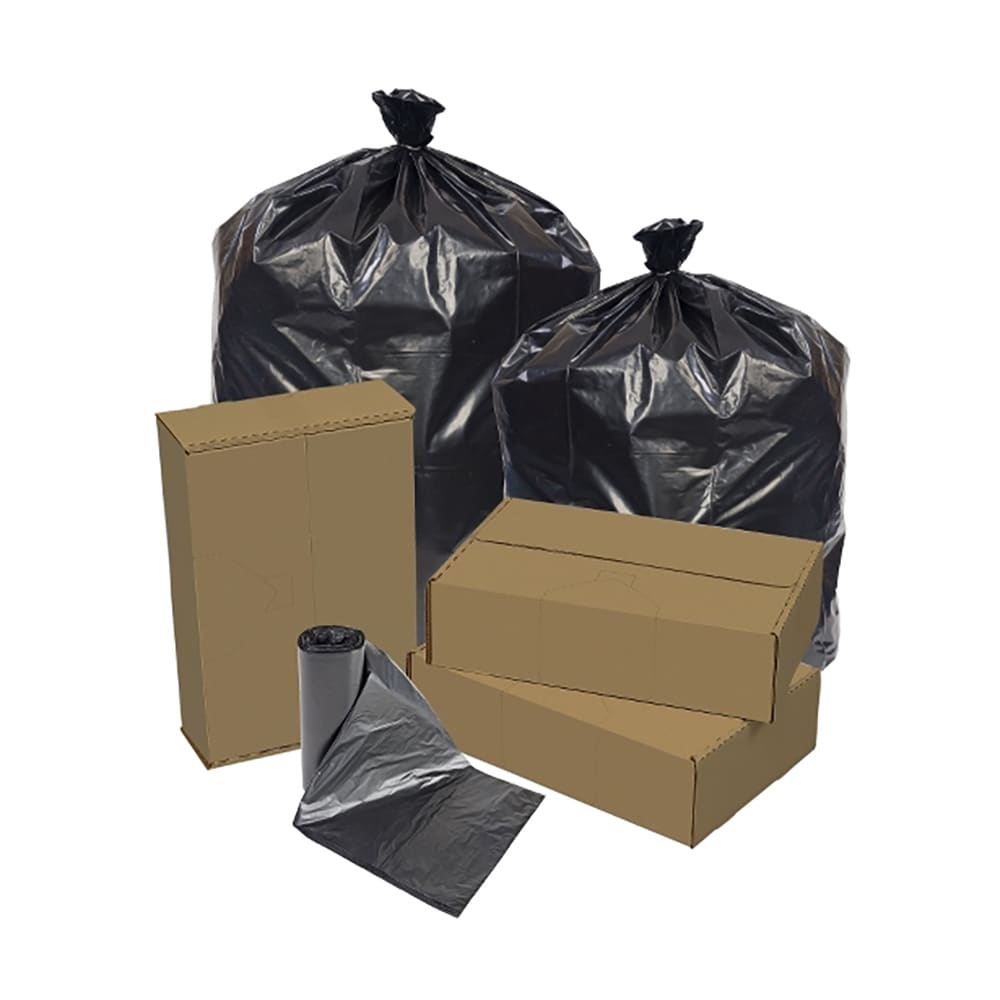 Pitt Plastics EC385817K 60 gal EcoStrong Trash Can Liner Bags - 58"L x 38"W, LDPE, Black