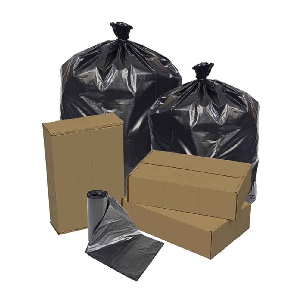 Pitt Plastics EC3858135K 60 gal EcoStrong Trash Can Liner Bags - 58"L x 38"W, LDPE, Black