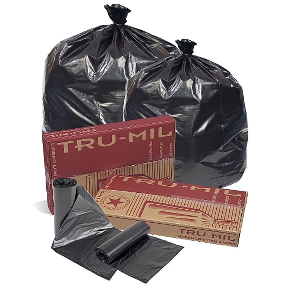 Pitt Plastics TM33XK 12 - 16 gal Tru-Mil Trash Can Liner Bags - 32"L x 24"W, LDPE, Black