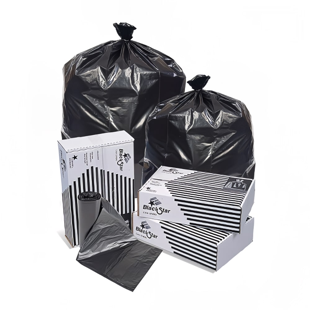 Pitt Plastics B74830XK 40 - 45 gal Black Star Trash Can Liner Bags - 46"L x 40"W, LDPE, Black