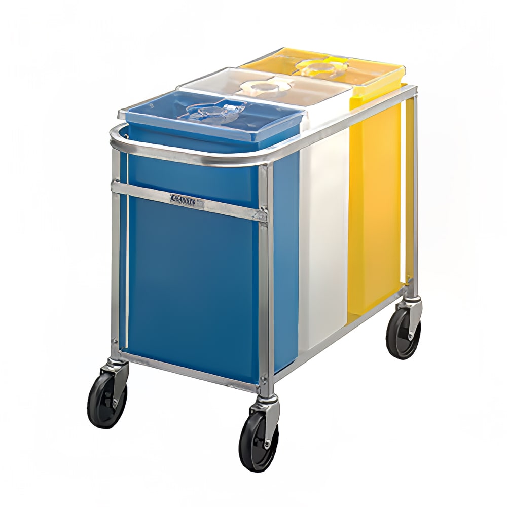 Channel 123P Ingredient Bin, Triple, 30 Capacity, 3 Covers, White/Yellow/Blue, Aluminum Frame