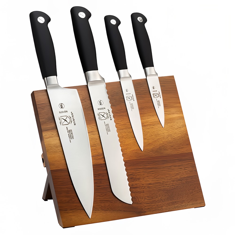 Mercer Culinary M21960AC 5 Piece Knife Set w/ Acacia Magnetic Board