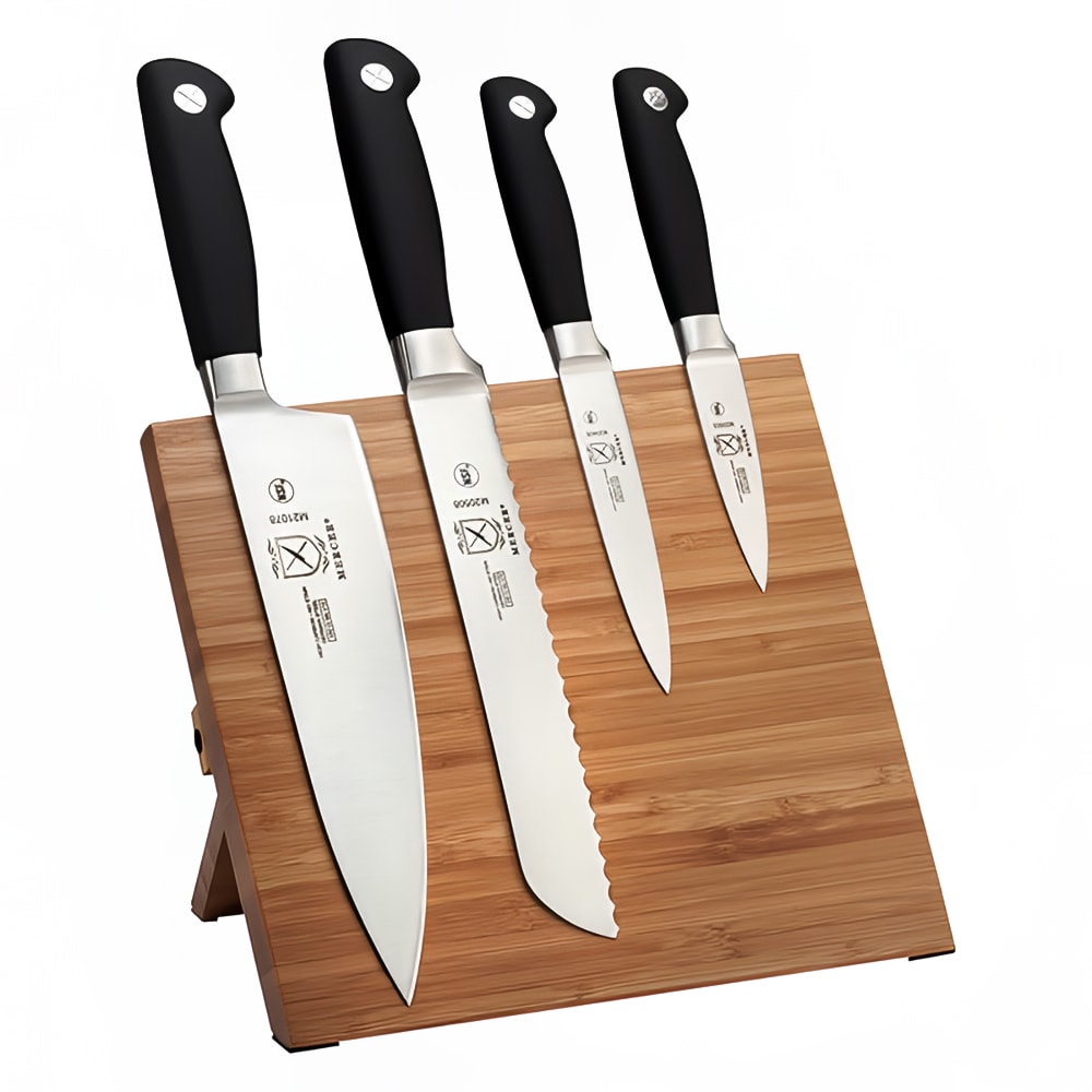 Mercer Culinary M21960BM 5 Piece Knife Set w/ Bamboo Magnetic Board
