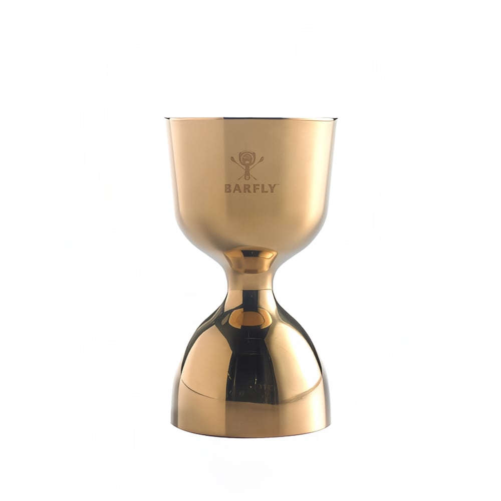 132-M37006GD Straight Rim Bell Jigger - 1 oz & 2 oz, Gold