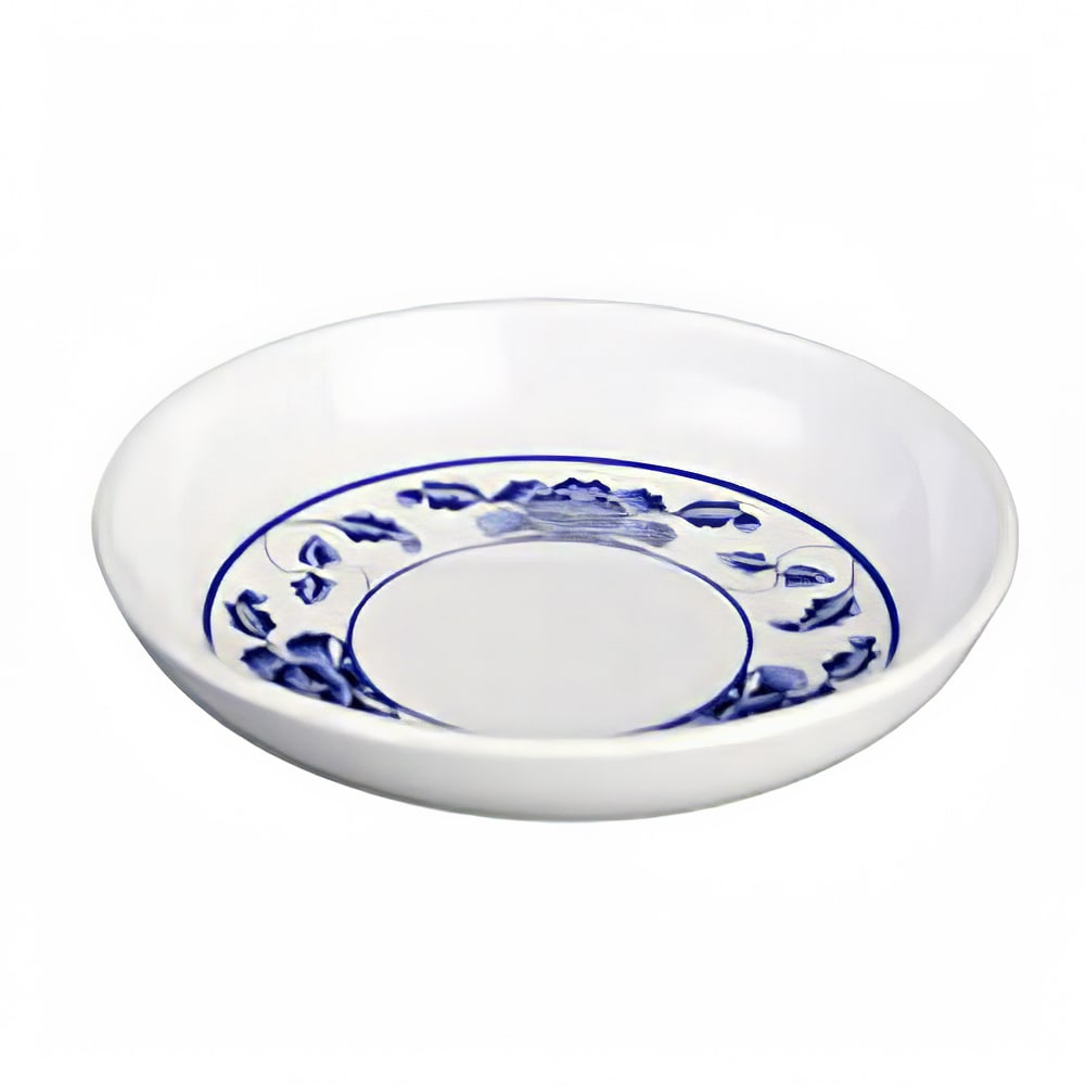 438-1101TB 1 oz Melamine Sauce Dish, White/Blue