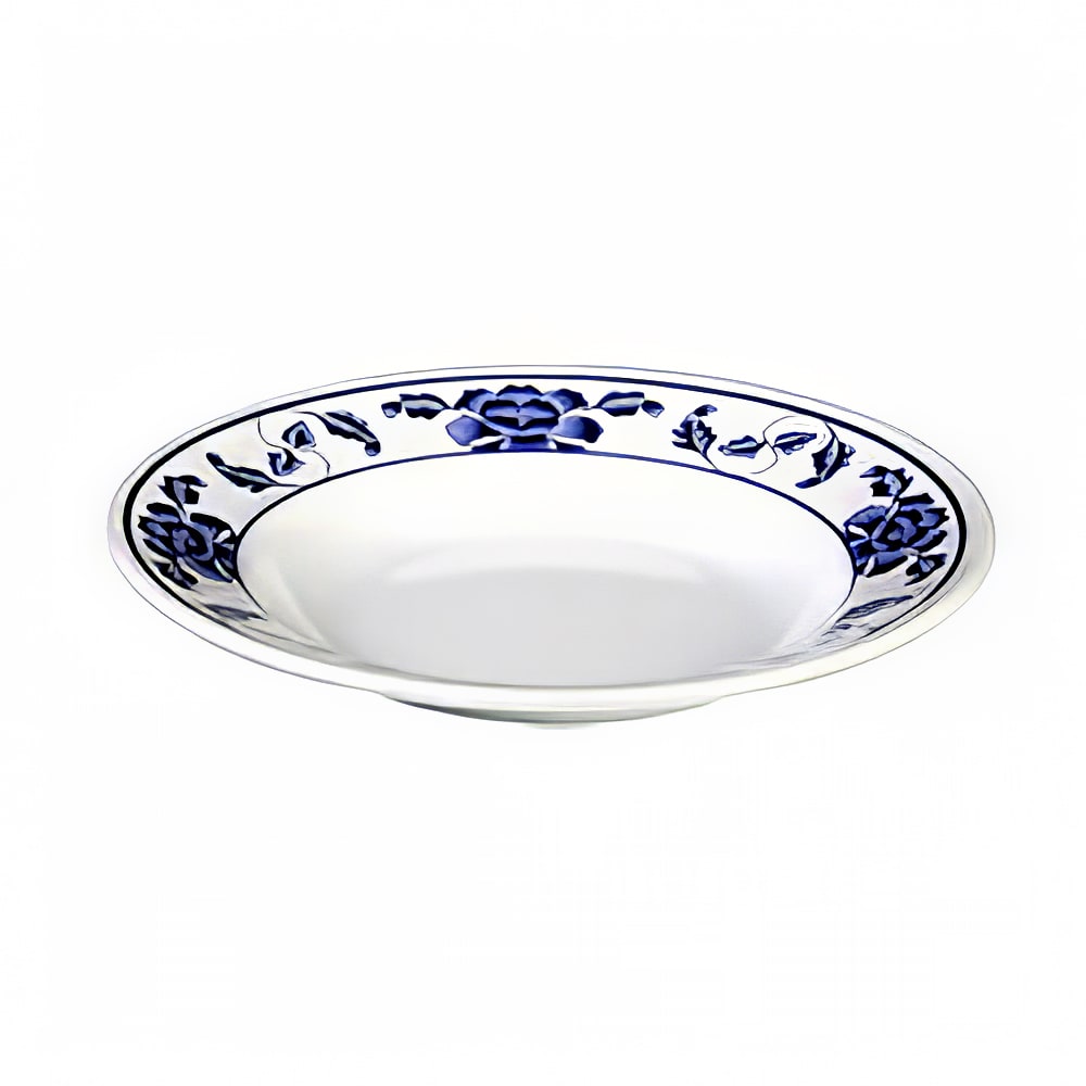 438-1106TB 6" Round Lotus Soup Plate - Melamine, White/Blue