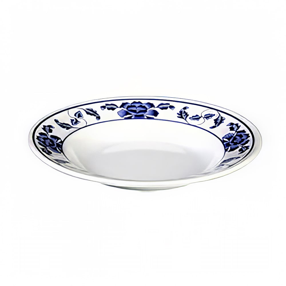 438-1110TB 10 3/8" Round Lotus Soup Plate - Melamine, White/Blue