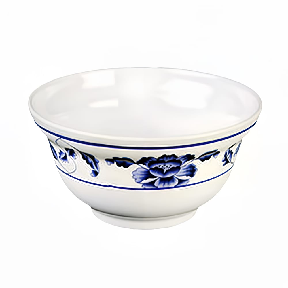 438-3201TB 20 oz Round Lotus Noodle Bowl - Melamine, White/Blue