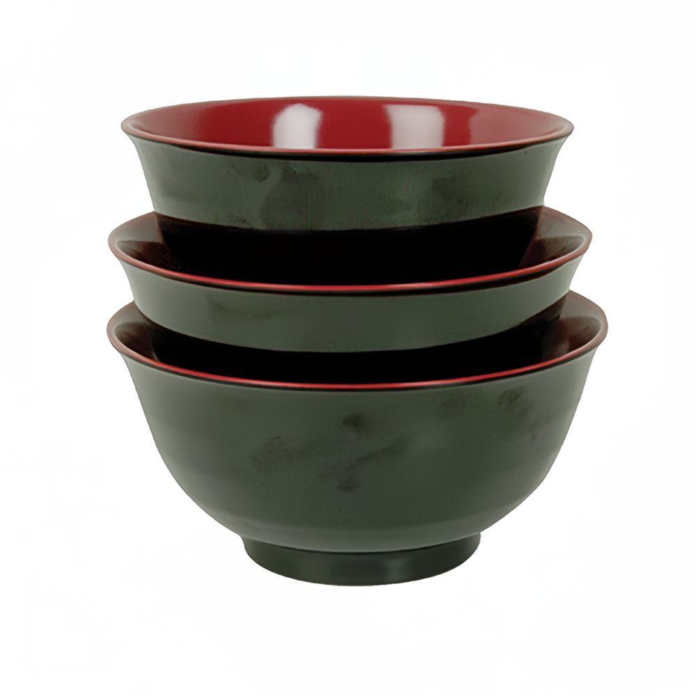 438-5565JBR 28 oz Round Melamine Donburi/Soba Soup Bowl, Red/Black