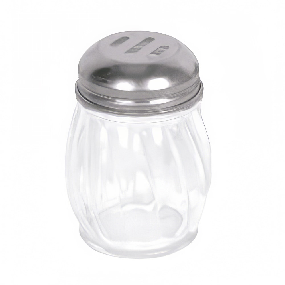 438-GLTWCS006 6 oz Swirl Glass Cheese Shaker w/ Slotted Top, Stainless