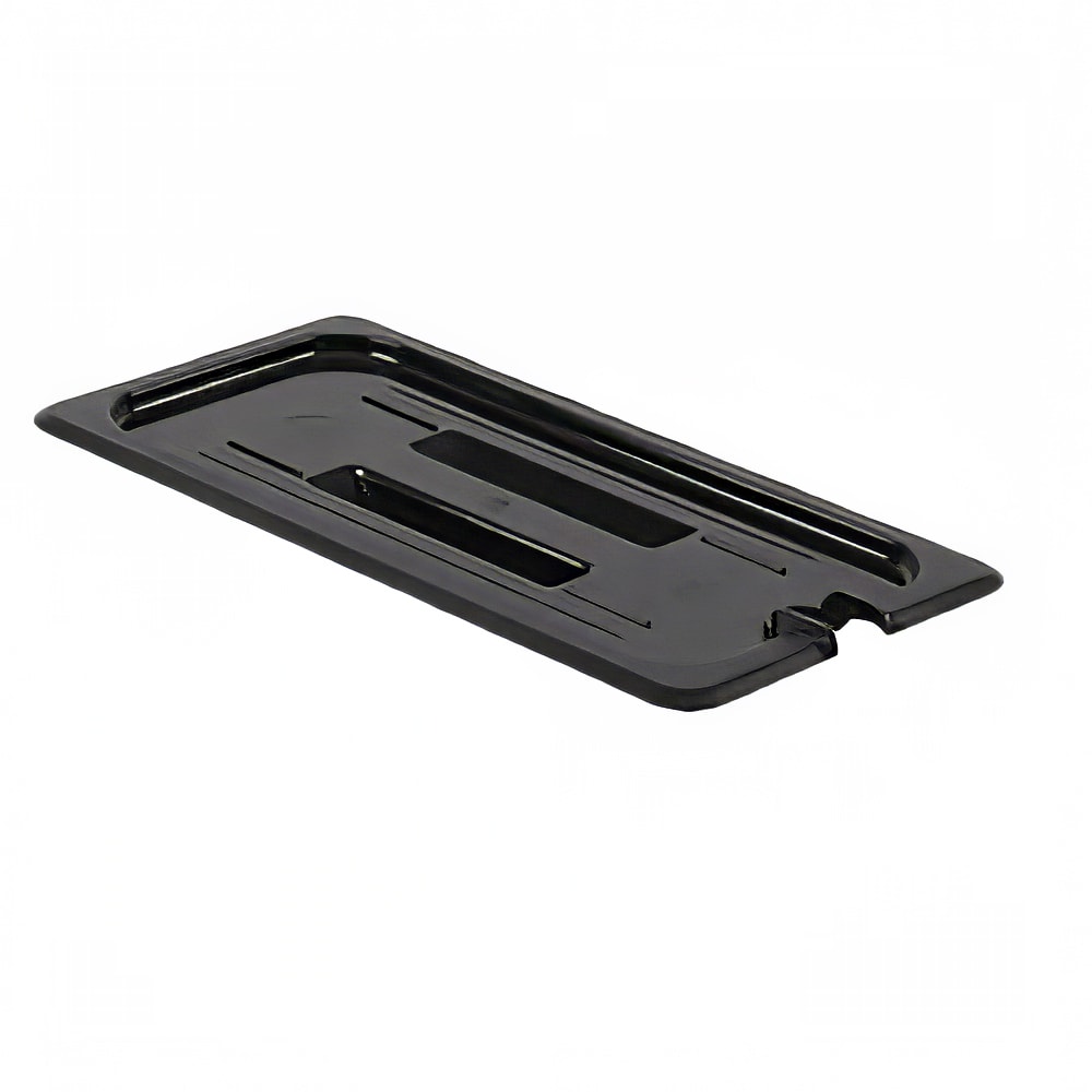 438-PLPA7130CSBK Third Size Slotted Food Pan Cover - Polycarbonate, Black