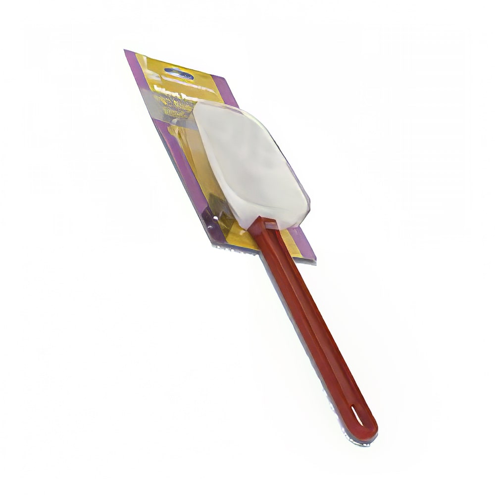 438-PLSP010SHR 10" Scraper Spoon w/ Red Plastic Handle - Silicon, White