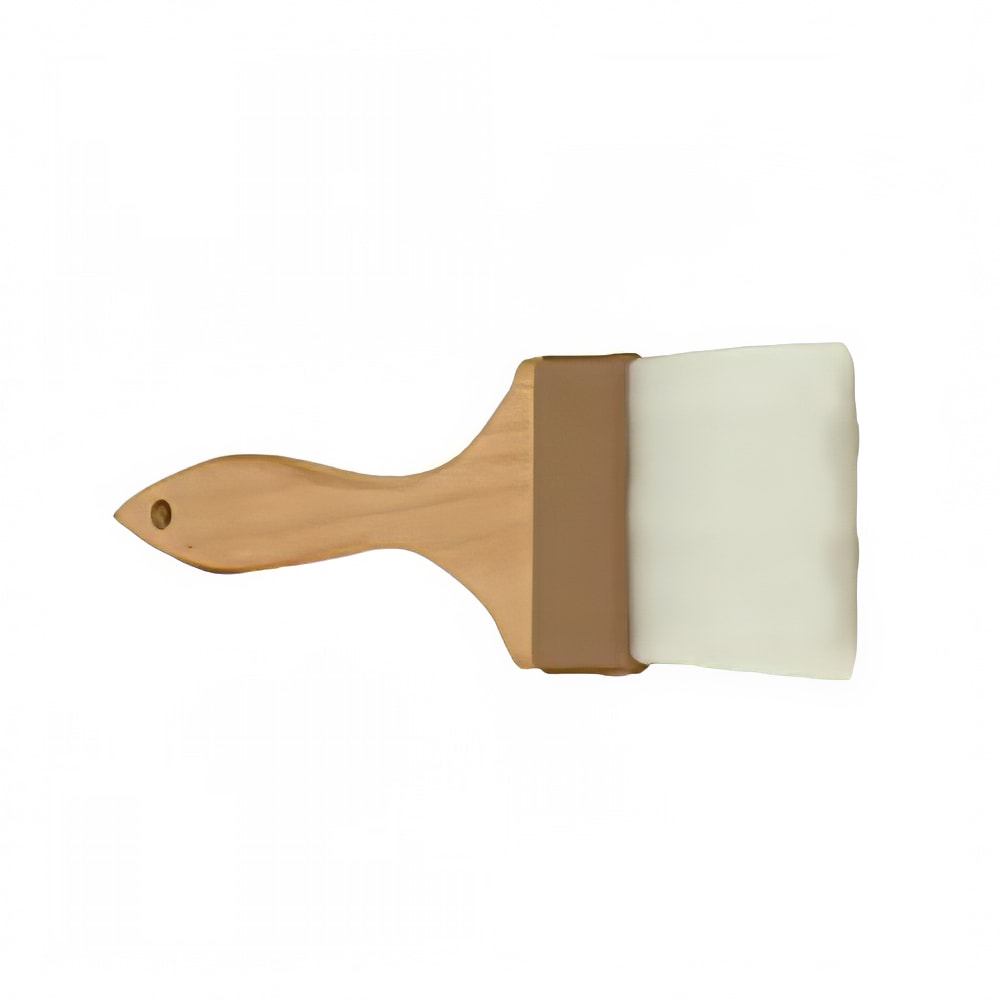 438-WDPB004N 3" Flat Pastry Brush - Nylon Bristles, Brown Plastic Ferrule, Wood Handle