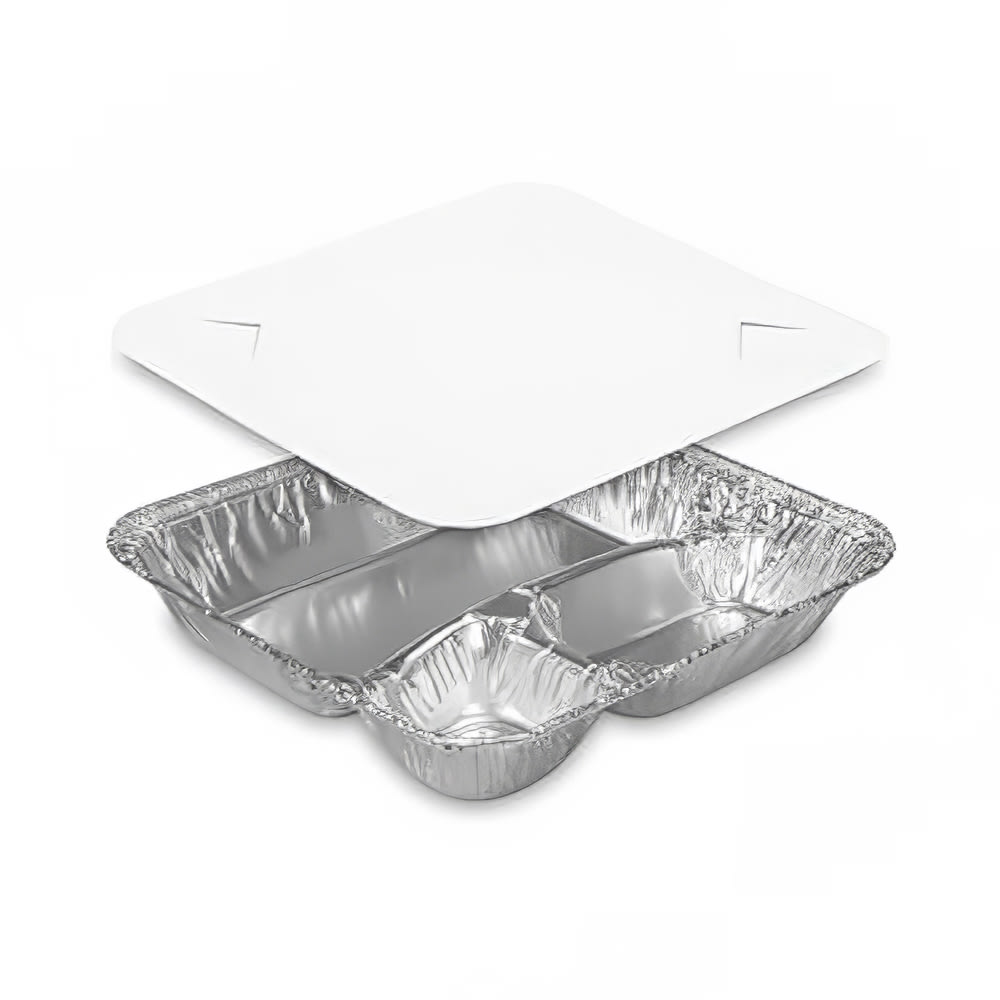 428-641231 Oblong Pan w/ Board Lid - 10" x 9 9/32", Aluminum Foil